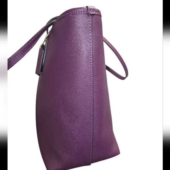Coach City Zip Tote Purple Saffiano Leather Bag (Style Number F58846) EUC - Picture 6 of 16